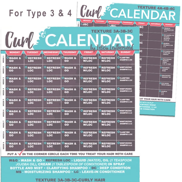 For Type 3 & Type 4 Curl Calendar